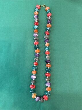 Vintage Avon Multi Color Beaded Lucite Necklace With Spring Ring Clasp 22”